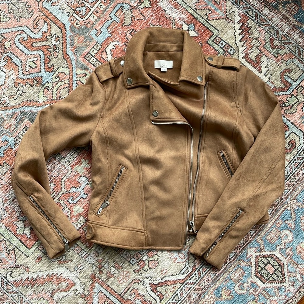 Loft faux suede moto jacket